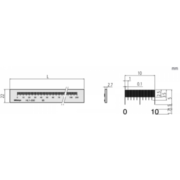 Mitutoyo Scala in Cristallo + Certificato di ispezione GB, 0,1mm+