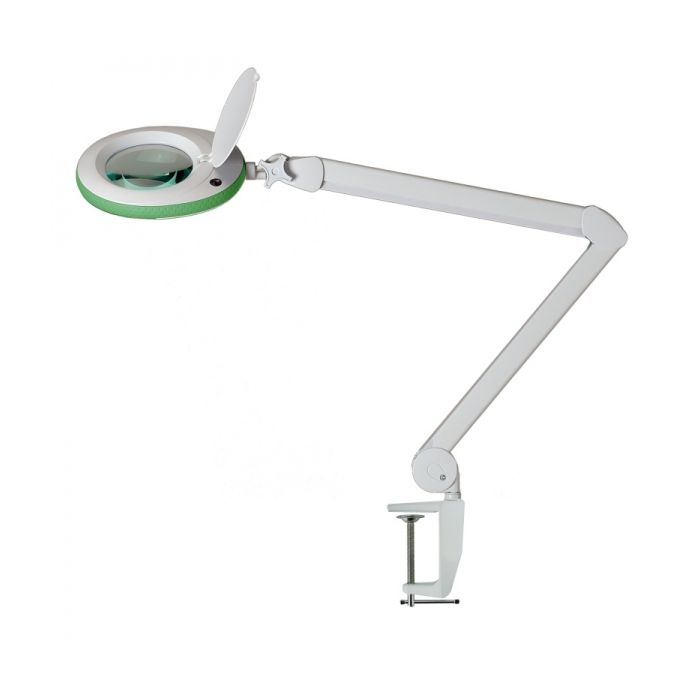 Lumeno #7213 con lente d’ingrandimento + luce LED - 1.75x (3dpt) - Ø127mm - Bianco - morsetto da tavolo